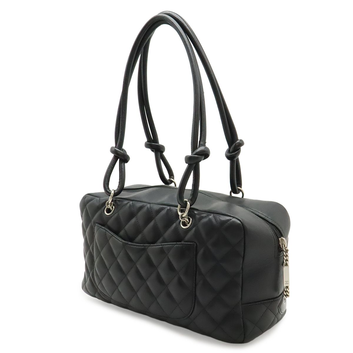 Chanel Cambon Line Bowling Bag Bow Shoulder Soft Calf Enamel Black — view 2