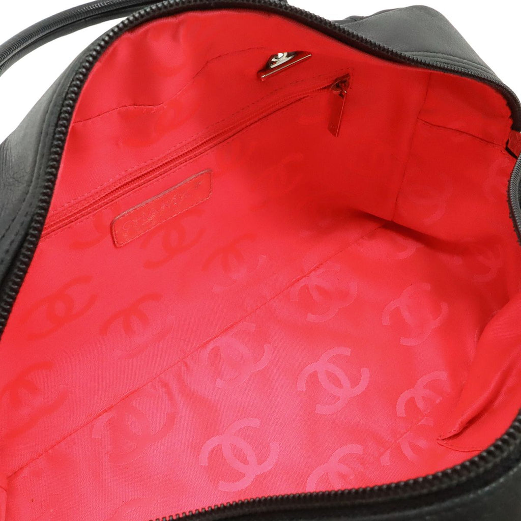 Chanel Cambon Line Bowling Bag Bow Shoulder Soft Calf Enamel Black — view 7