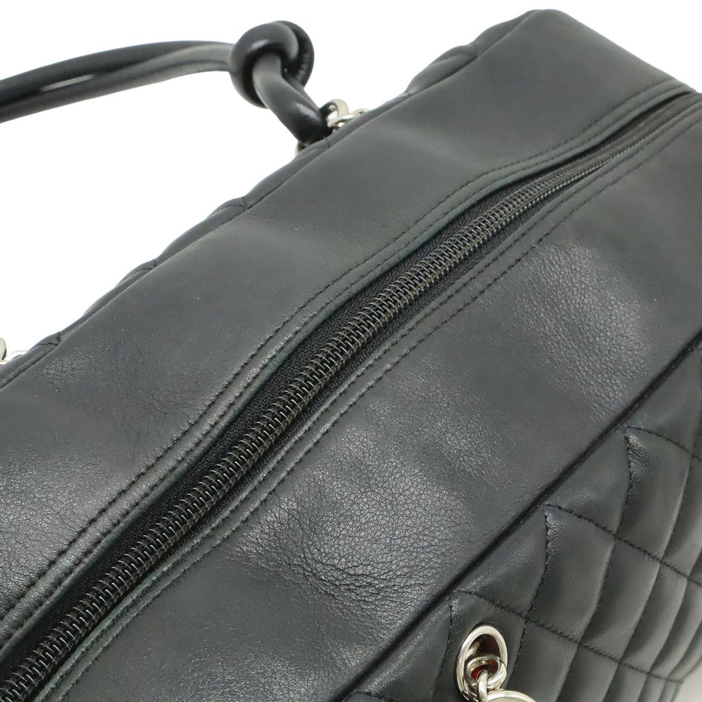 Chanel Cambon Line Bowling Bag Bow Shoulder Soft Calf Enamel Black — view 6