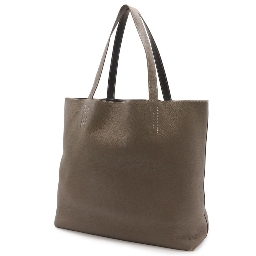 Hermes Double Sens 36 Tote Shoulder Bag Reversible Taurillon Clemence Etoupe — view 2