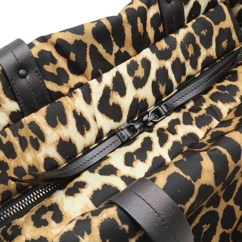 Prada Leopard Print Tote Big 2-Way Shoulder Bag Crossbody Nylon Leather Black — view 6