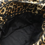 Prada Leopard Print Tote Big 2-Way Shoulder Bag Crossbody Nylon Leather Black — view 7