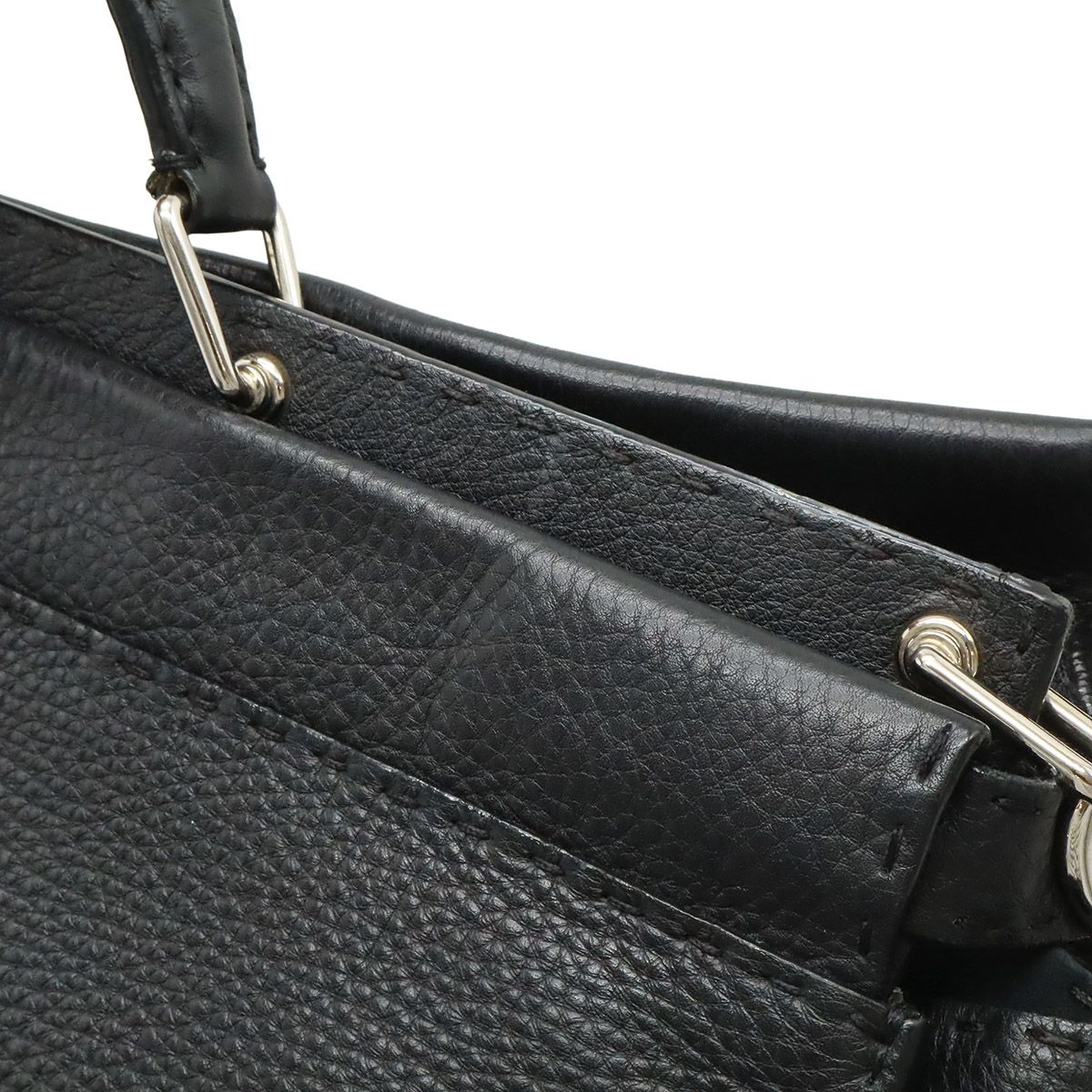 Fendi Monster Star Bugs Selleria Peekaboo Tote 2-Way Shoulder Bag Leather Black — view 9