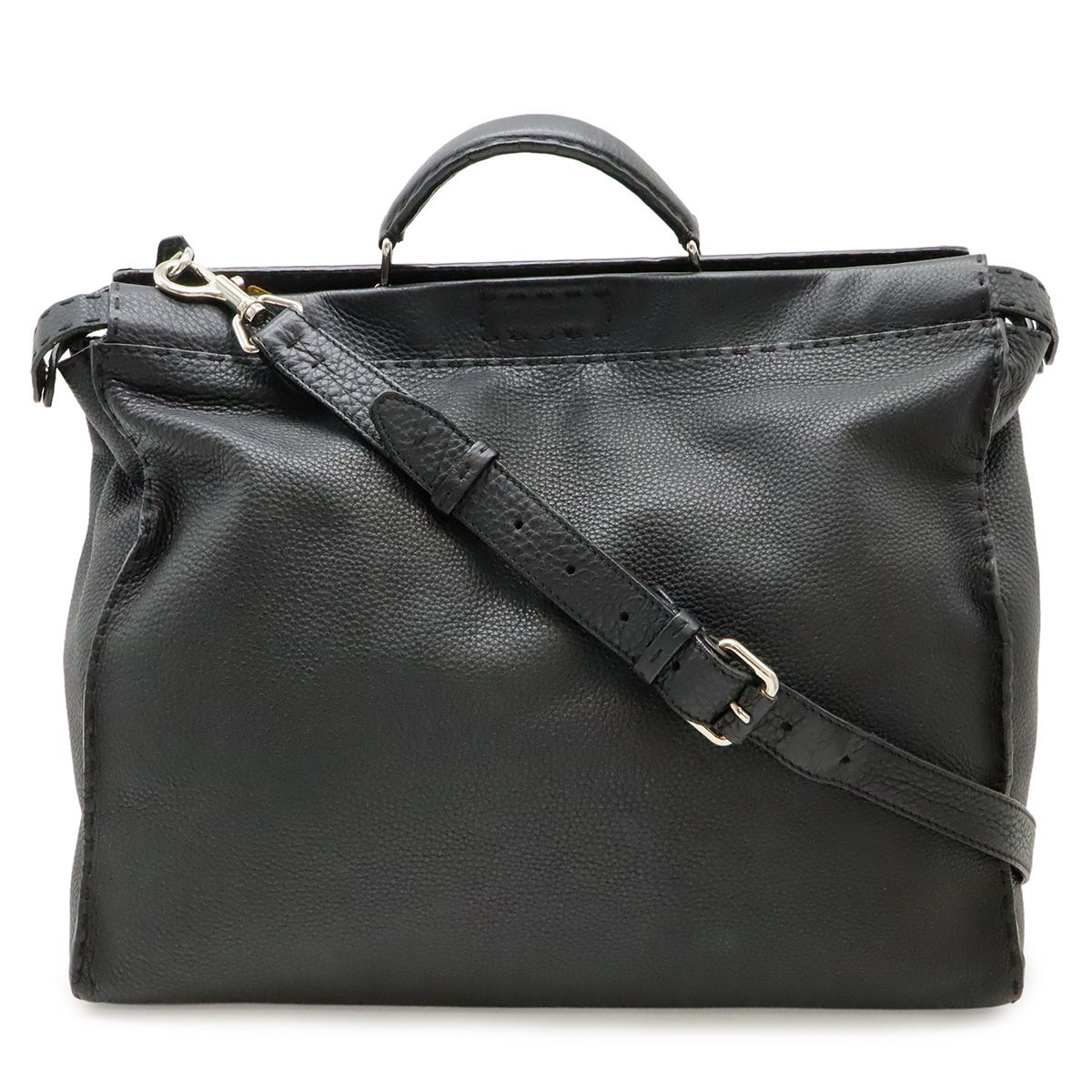 Fendi Monster Star Bugs Selleria Peekaboo Tote 2-Way Shoulder Bag Leather Black