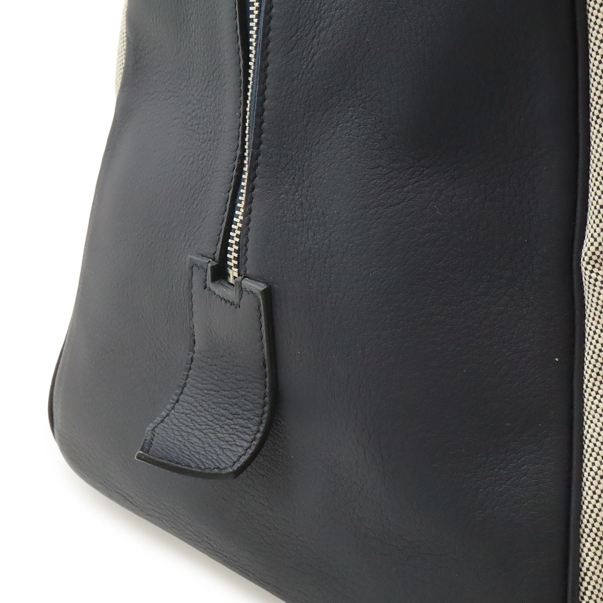 Hermes Cavour Boston Bag Purse Toile Ash Taurillon Cristobal Blue Indigo — view 8