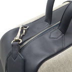 Hermes Cavour Boston Bag Purse Toile Ash Taurillon Cristobal Blue Indigo — view 4