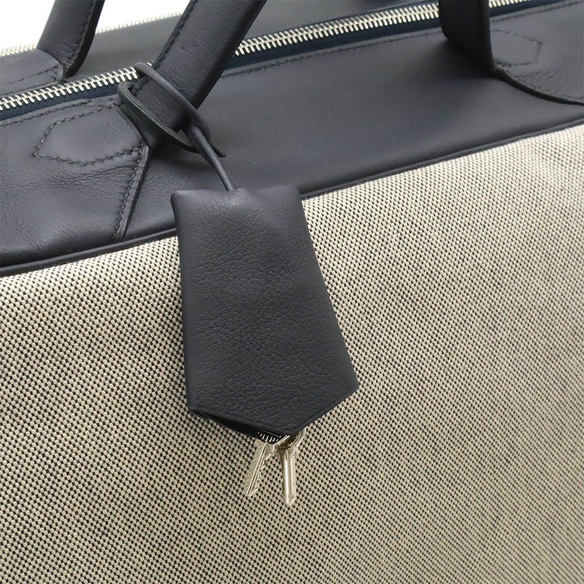 Hermes Cavour Boston Bag Purse Toile Ash Taurillon Cristobal Blue Indigo — view 9