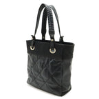 Chanel Paris Biarritz Tote PM Shoulder Bag Satin Black Silver — view 2