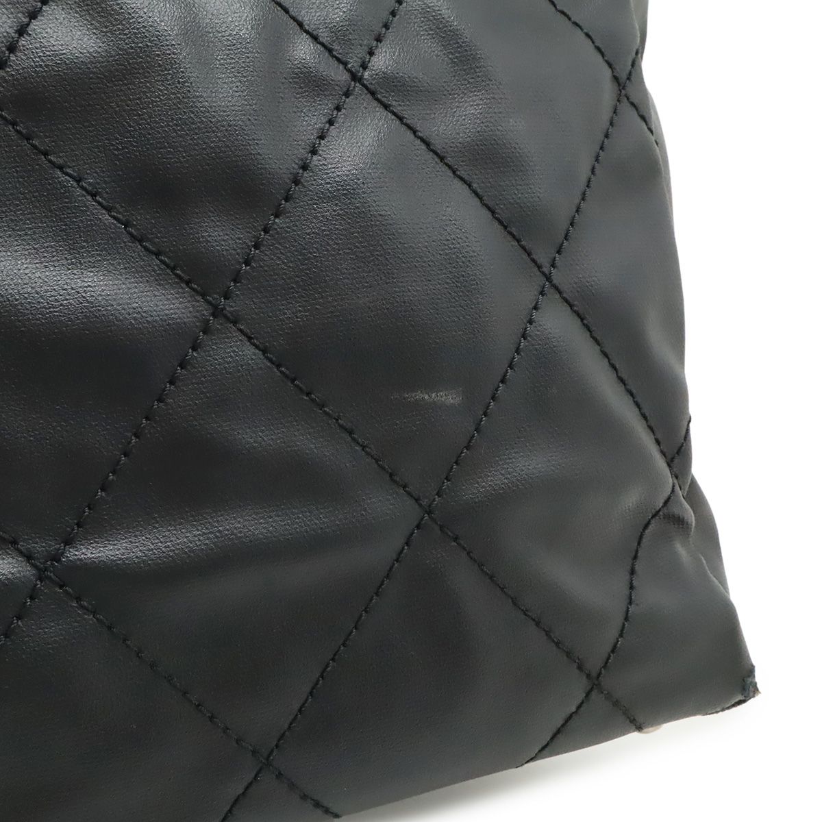Chanel Paris Biarritz Tote PM Shoulder Bag Satin Black Silver — view 9