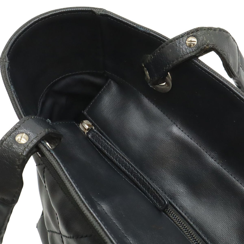 Chanel Paris Biarritz Tote PM Shoulder Bag Satin Black Silver — view 6