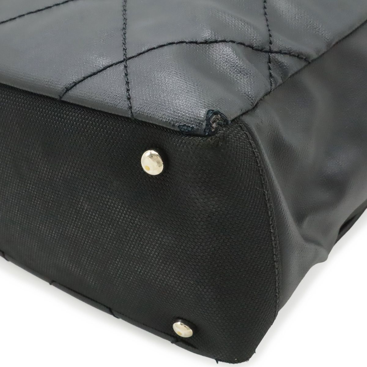 Chanel Paris Biarritz Tote PM Shoulder Bag Satin Black Silver — view 3
