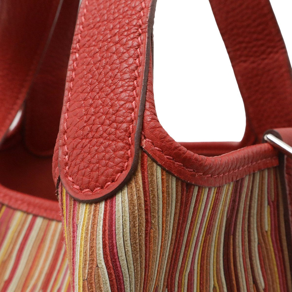 Hermes Picotin PM Tote Vibrato Togo Leather Rouge Vif Red Multicolor — view 4
