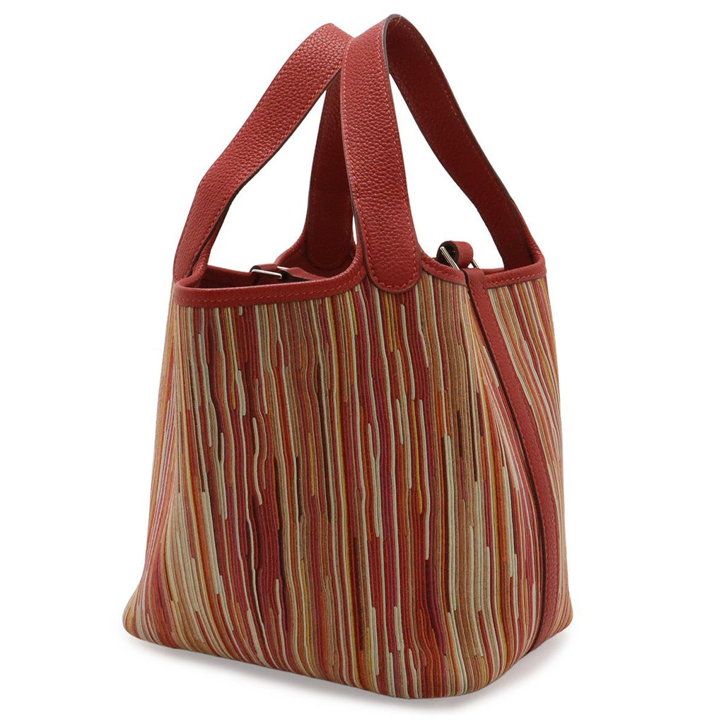 Hermes Picotin PM Tote Vibrato Togo Leather Rouge Vif Red Multicolor — view 2