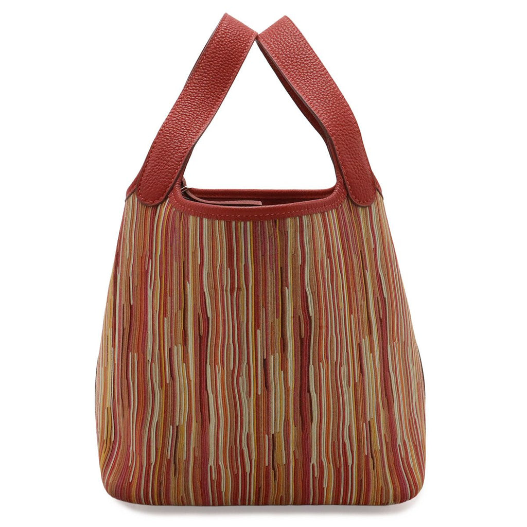 Hermes Picotin PM Tote Vibrato Togo Leather Rouge Vif Red Multicolor