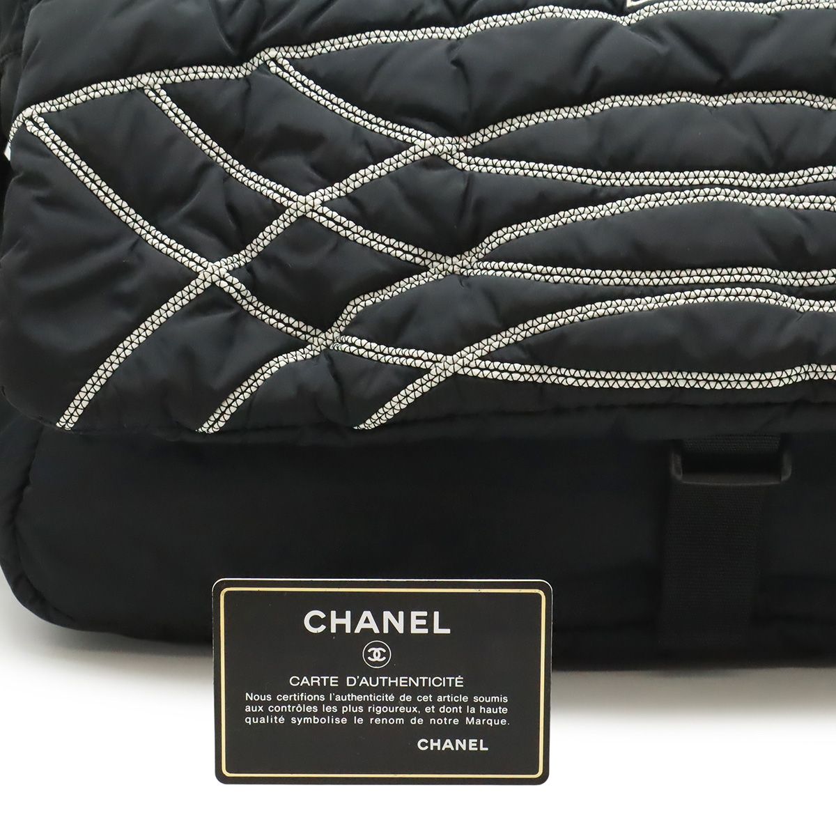 Chanel Sports Line Shoulder Bag Crossbody Nylon Black White — view 9