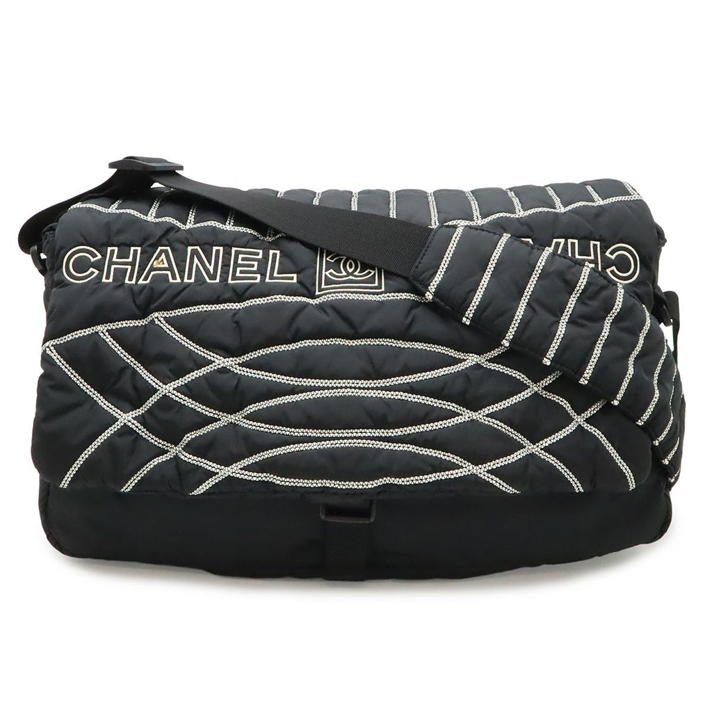 Chanel Sports Line Shoulder Bag Crossbody Nylon Black White