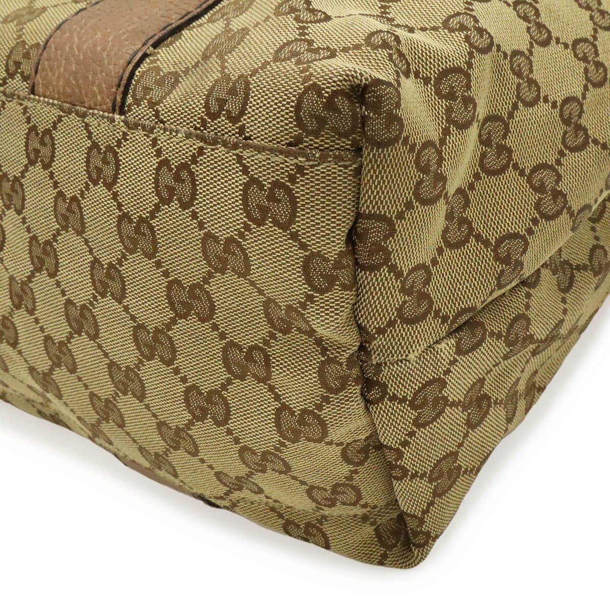 Gucci GG Canvas Bamboo Tote Shoulder Bag Braided Leather Beige Brown Silver — view 3