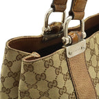 Gucci GG Canvas Bamboo Tote Shoulder Bag Braided Leather Beige Brown Silver — view 7