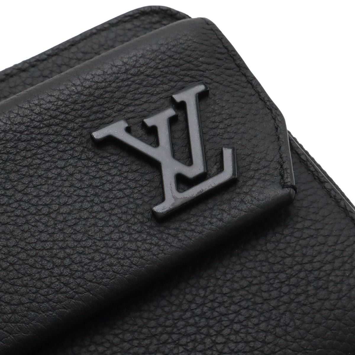 Louis Vuitton LV Aerogram Zippy Wallet L-shaped Zipper Gray Leather Noir Black — view 4