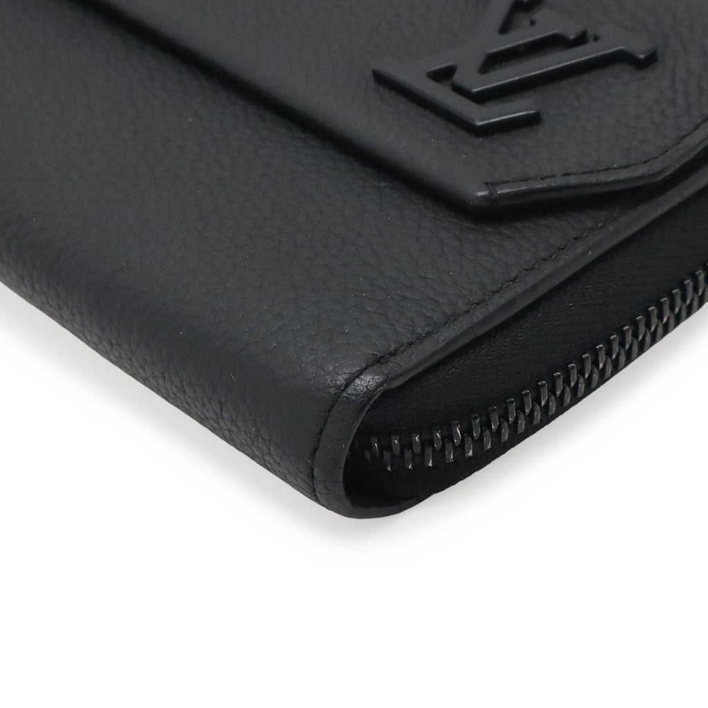 Louis Vuitton LV Aerogram Zippy Wallet L-shaped Zipper Gray Leather Noir Black — view 3