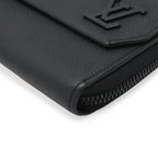 Louis Vuitton LV Aerogram Zippy Wallet L-shaped Zipper Gray Leather Noir Black — view 3