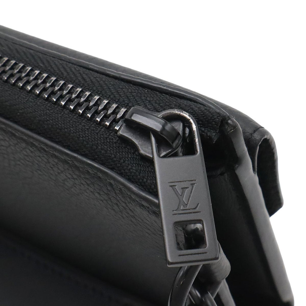 Louis Vuitton LV Aerogram Zippy Wallet L-shaped Zipper Gray Leather Noir Black — view 5