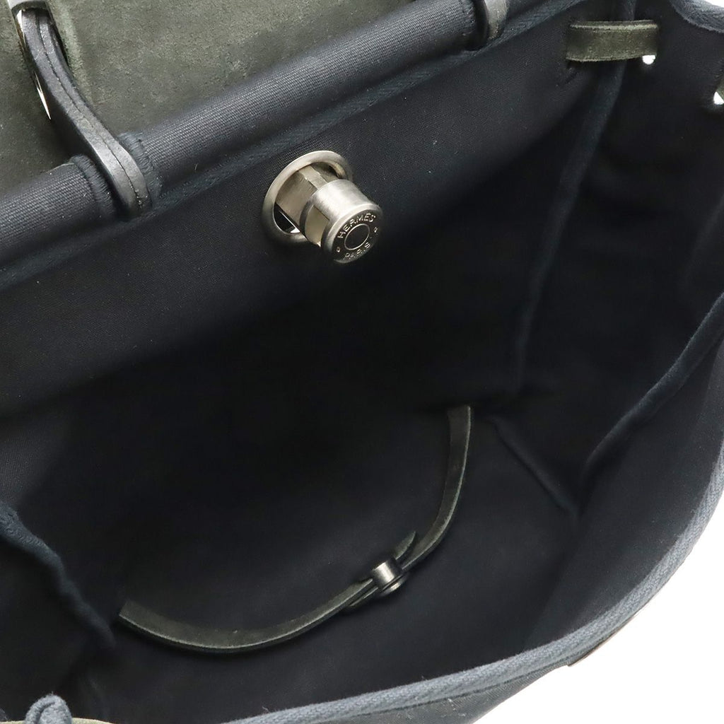 Hermes Herbag a Dos PM Backpack 2-Way Handbag Toile Officier Leather Black — view 8