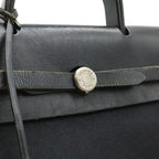 Hermes Herbag a Dos PM Backpack 2-Way Handbag Toile Officier Leather Black — view 7