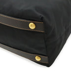 Prada Tote 2-Way Shoulder Bag Crossbody Nylon Leather Nero Black Brown Gold — view 3