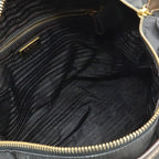 Prada Tote 2-Way Shoulder Bag Crossbody Nylon Leather Nero Black Brown Gold — view 7