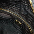 Prada Tote 2-Way Shoulder Bag Crossbody Nylon Leather Nero Black Brown Gold — view 8