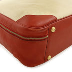 Hermes Victoria 50 Boston Bag Purse Toile Ash Taurillon Clemence Beige — view 3