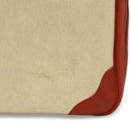 Hermes Victoria 50 Boston Bag Purse Toile Ash Taurillon Clemence Beige — view 8