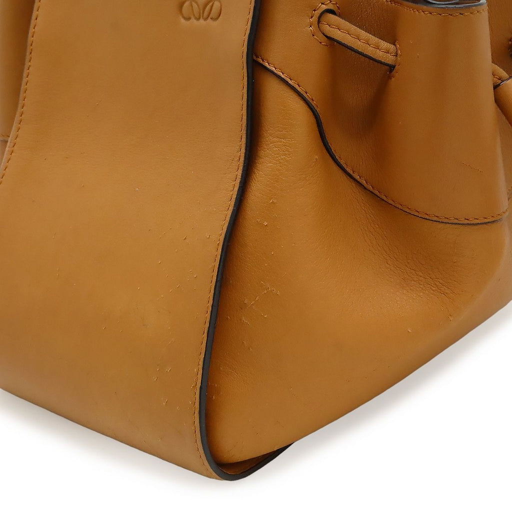 Loewe Hammock Drawstring Small 2-Way Shoulder Bag Leather Brown Silver — view 9