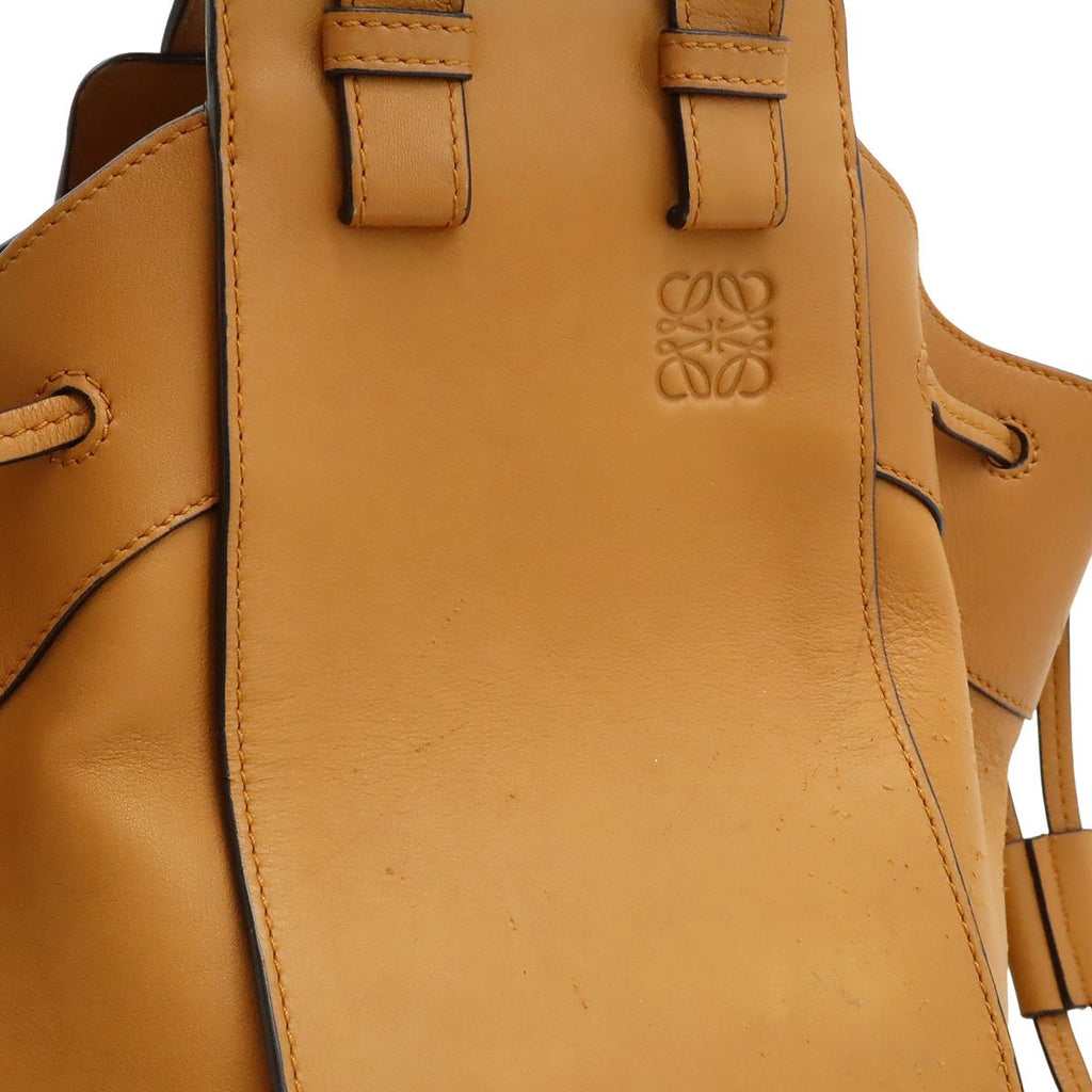 Loewe Hammock Drawstring Small 2-Way Shoulder Bag Leather Brown Silver — view 8