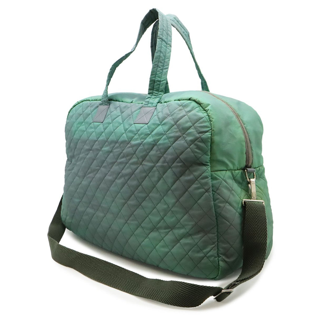 Chanel Sports Line Quilted Boston Bag 2-Way Crossbody Nylon Leather Green White — view 2