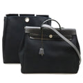 Hermes Herbag MM 2-Way Shoulder Bag Toile Officier Canvas Black