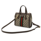 Gucci Ophidia GG Supreme Small Tote 2-Way Shoulder Bag Leather Beige Mocha Brown — view 2