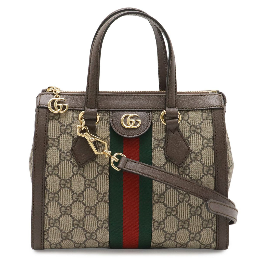 Gucci Ophidia GG Supreme Small Tote 2-Way Shoulder Bag Leather Beige Mocha Brown