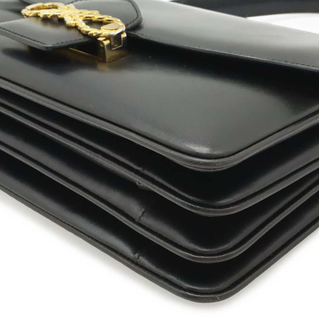 Celine Vintage Ribbon Shoulder Bag Leather Black Gold — view 3