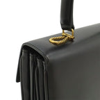 Celine Vintage Ribbon Shoulder Bag Leather Black Gold — view 5