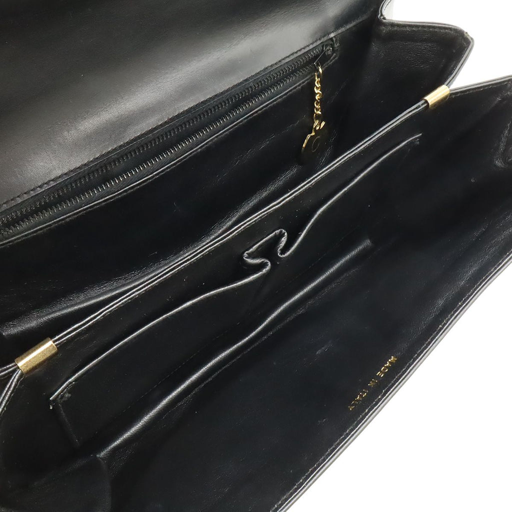 Celine Vintage Ribbon Shoulder Bag Leather Black Gold — view 6