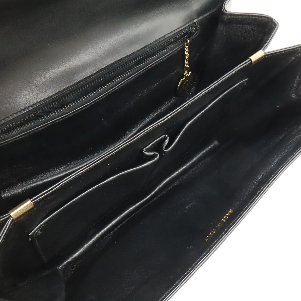 Celine Vintage Ribbon Shoulder Bag Leather Black Gold — view 6