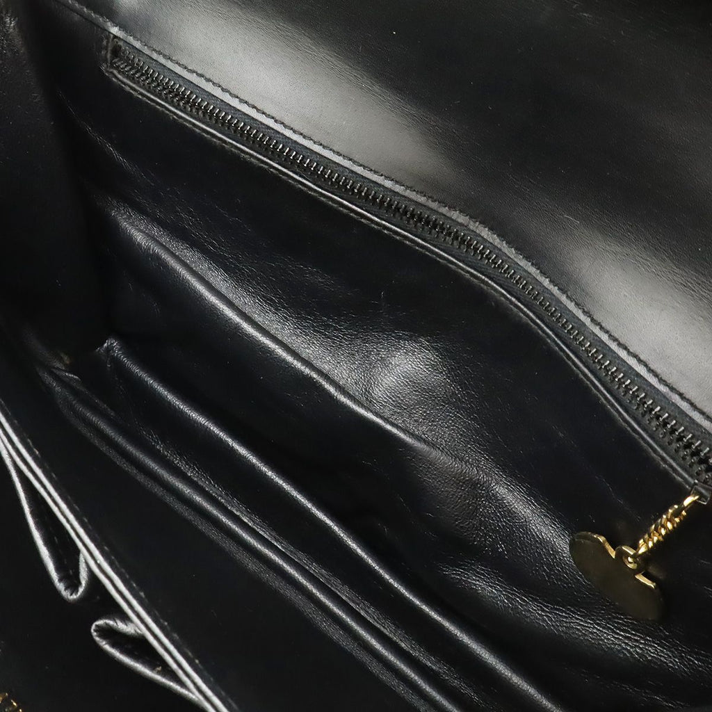 Celine Vintage Ribbon Shoulder Bag Leather Black Gold — view 7