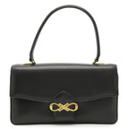 Celine Vintage Ribbon Shoulder Bag Leather Black Gold