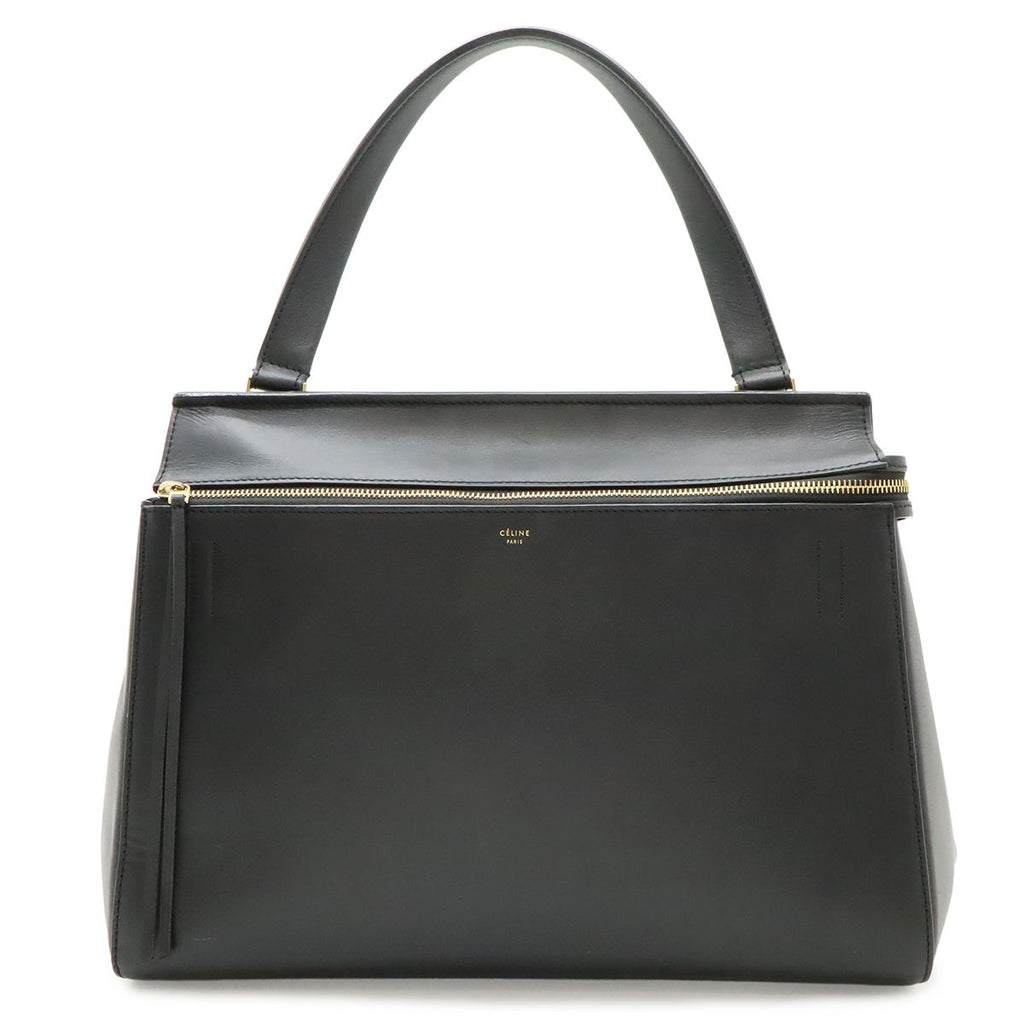 Celine Edge Large Shoulder Bag Leather Black Gold