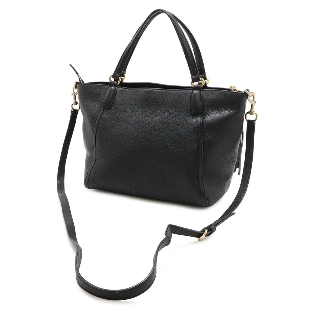 Gucci Soho Interlocking Tote 2-Way Shoulder Bag Fringe Tassel Leather Black Gold — view 2
