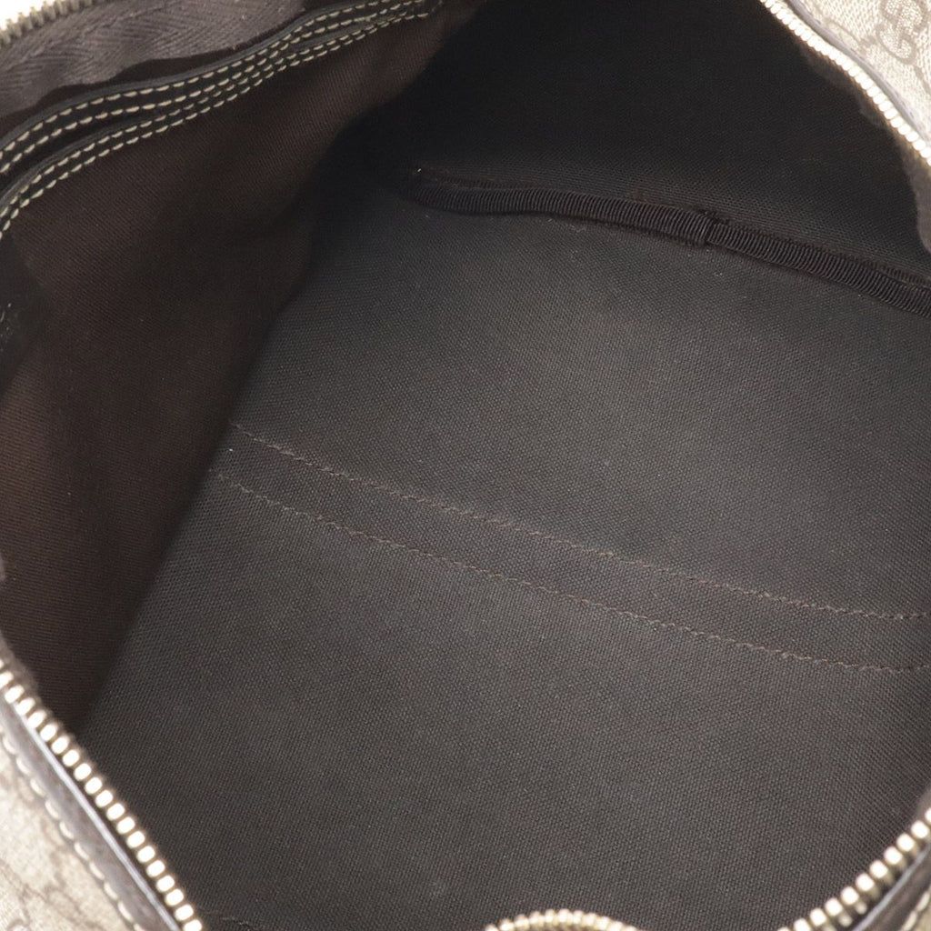 Gucci GG Supreme Mini Boston Bag 2-Way Patent Leather Khaki Beige Dark Brown — view 7