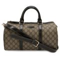 Gucci GG Supreme Mini Boston Bag 2-Way Patent Leather Khaki Beige Dark Brown