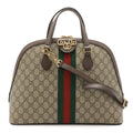 Gucci Ophidia GG Supreme Top Handle 2-Way Shoulder Bag Leather Beige Mocha Brown